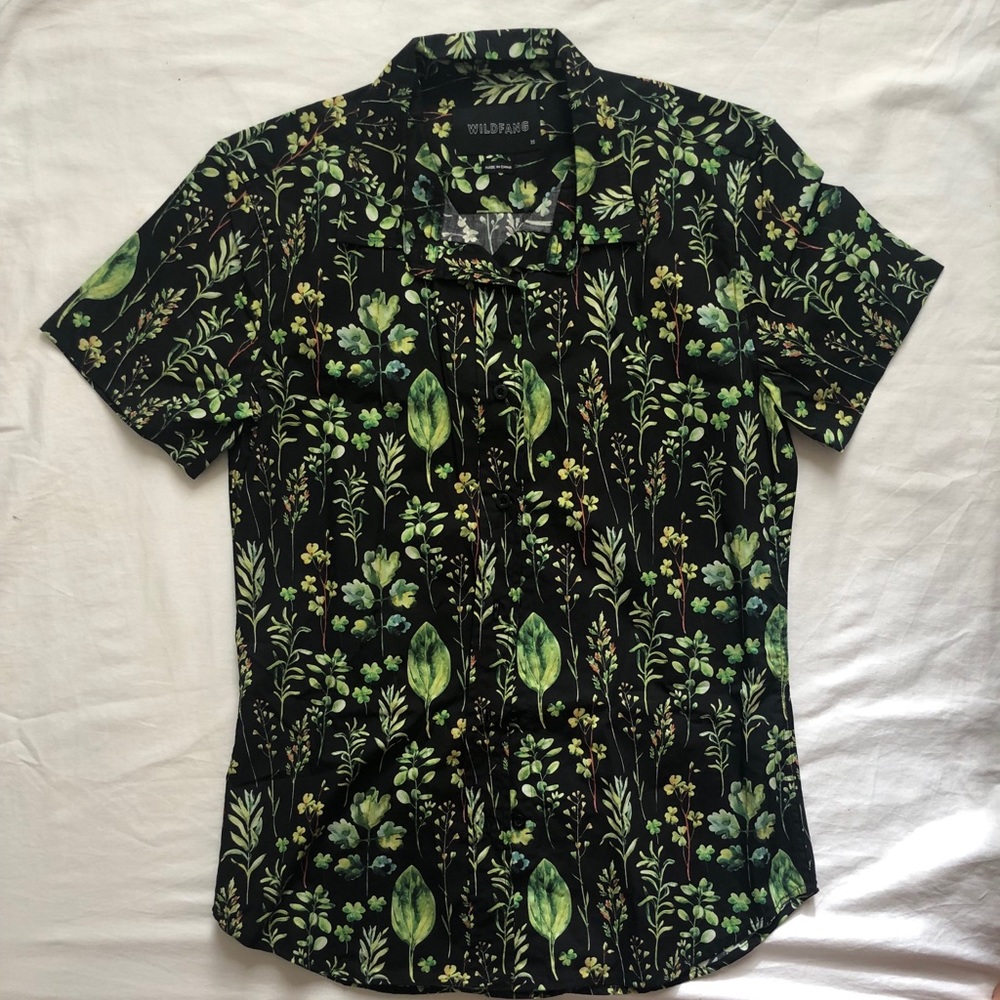 Plant design button down shirt